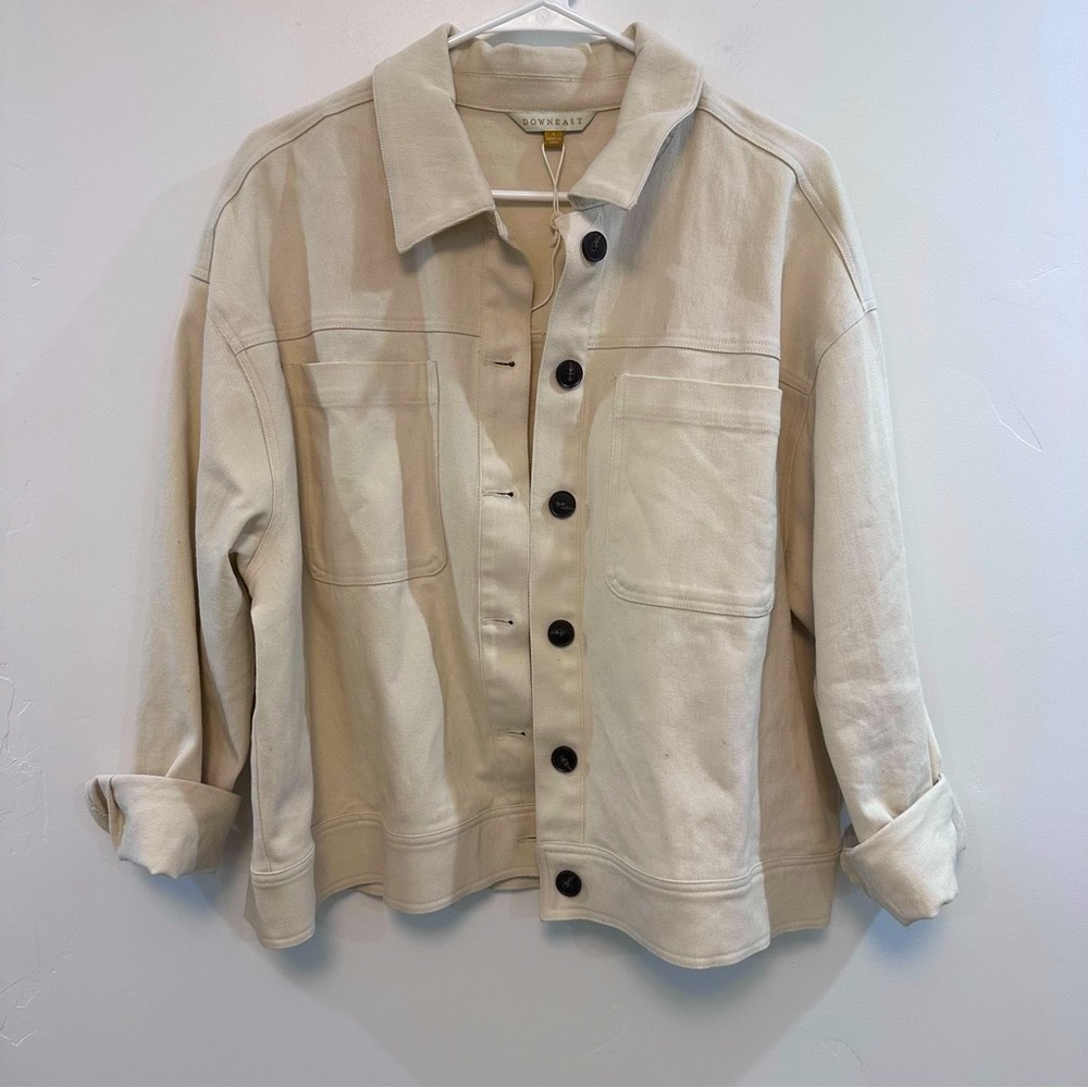 DOWNEAST khaki button cropped coat